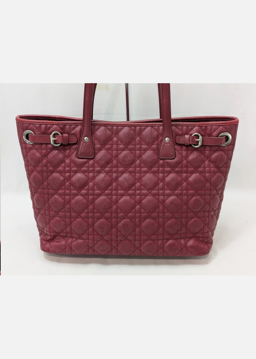 Christian Dior Cannage Panarea Leather Tote Bag Red