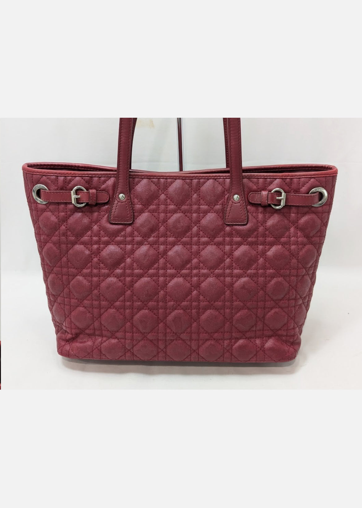 Christian Dior Cannage Panarea Leather Tote Bag Red