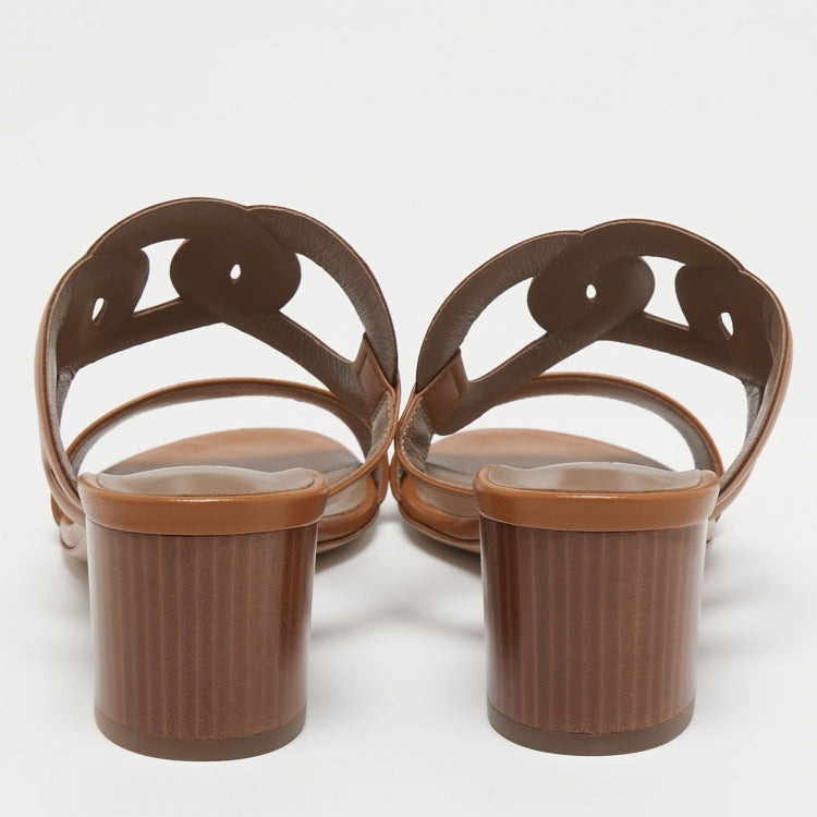 Hermes Brown Leather Bikini Sandals Size 36.5