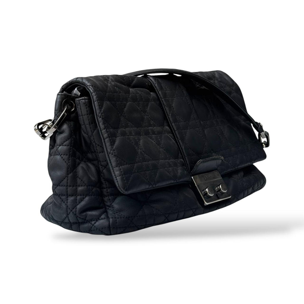 Dior Cannage New Lock Black Medium Lambskin Flap Bag