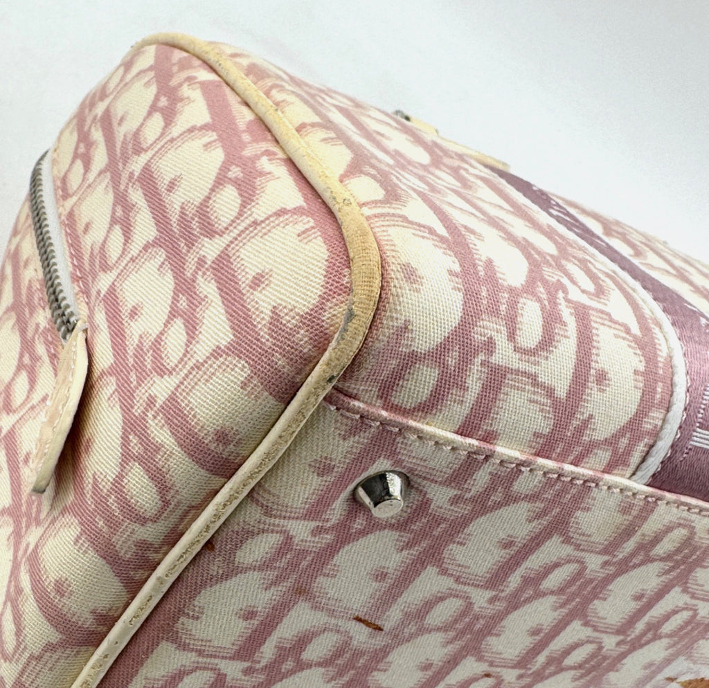 DIOR Pink Trotter Hand Mini Boston Bag Canvas Leather
