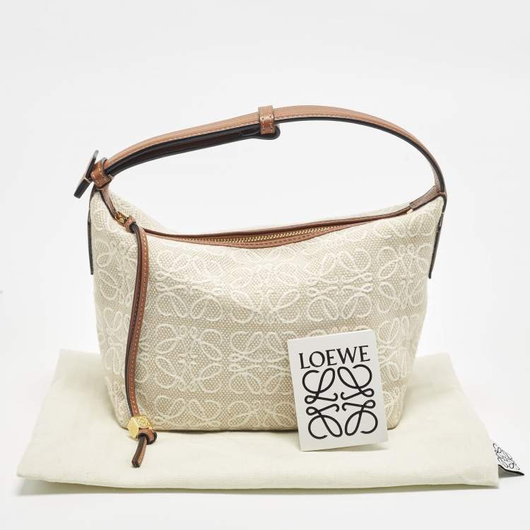 Loewe Cubi Anagram Small Brown/Beige Canvas and Leather Bag