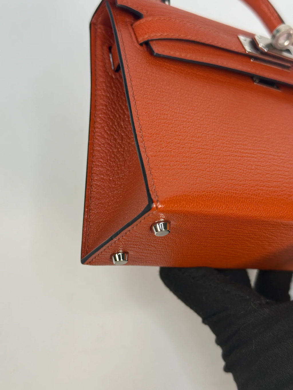 HERMÈS MINI KELLY IN CUIVRE CHÈVRE MYSORE LEATHER WITH PALLADIUM HARDWARE