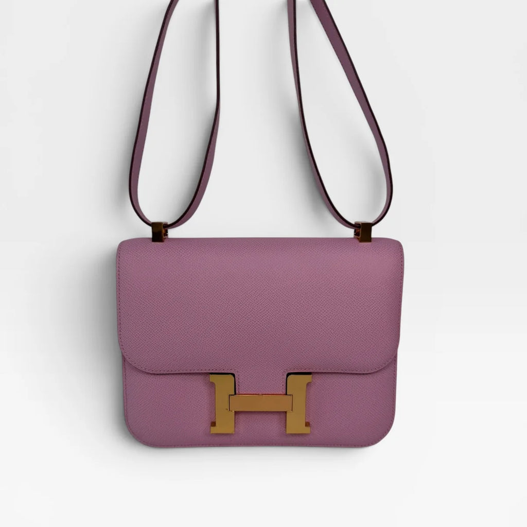 HERMÈS CONSTANCE 22 IN MAUVE SYLVESTER EPSOM LEATHER WITH GOLD HARDWARE