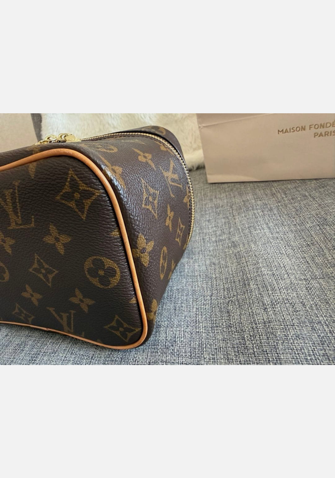 LOUIS VUITTON Mini Monogram Vanity Case Bag Pouch Brown