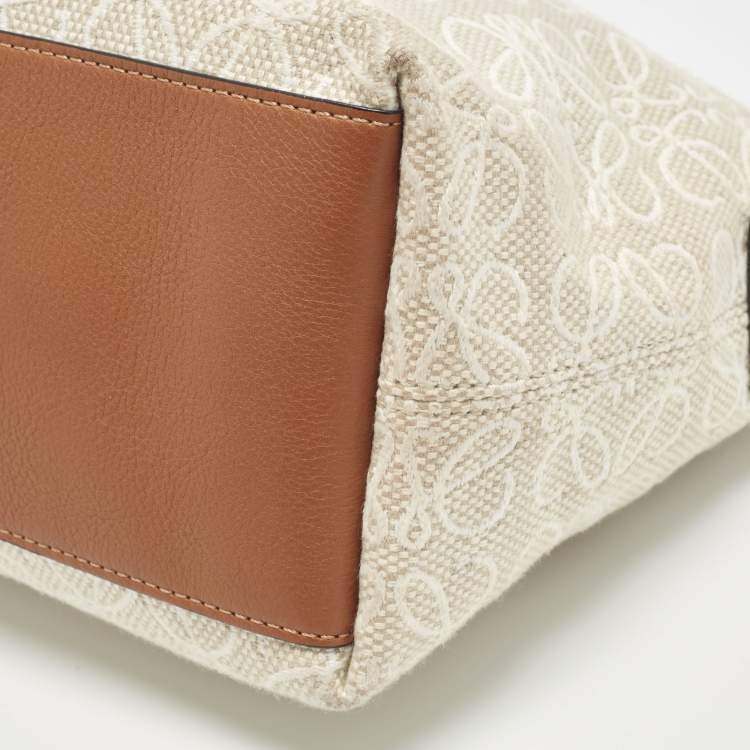 Loewe Cubi Anagram Small Brown/Beige Canvas and Leather Bag