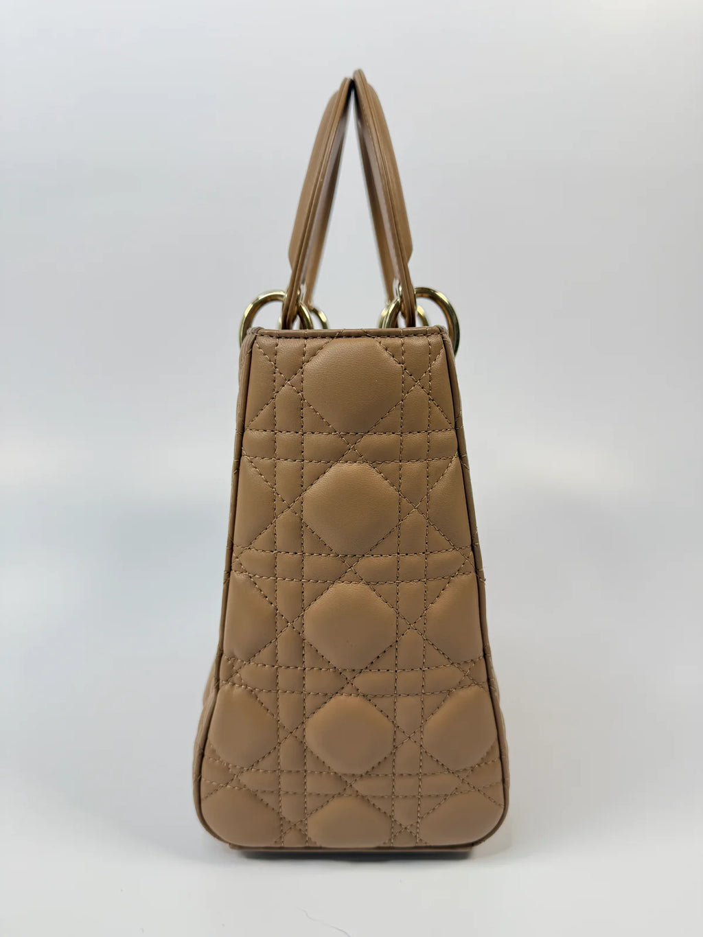 CHRISTIAN DIOR MEDIUM LADY DIOR BAG IN SAND WITH GOLD HARDWARE