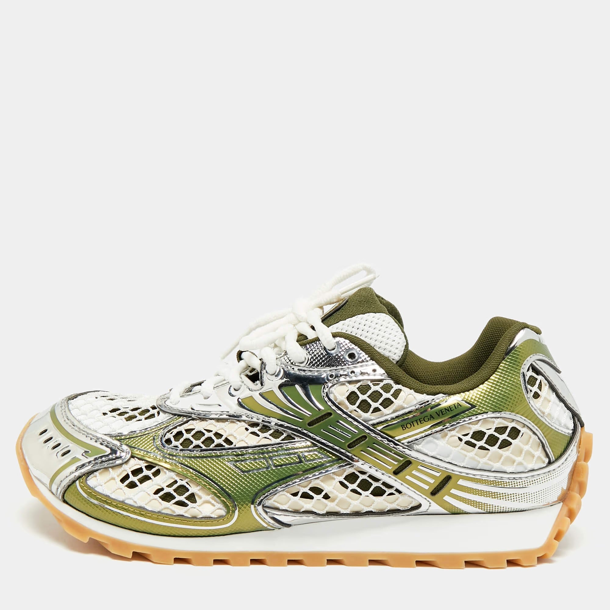Bottega Veneta Orbit Flash Size 40 Tricolor Leather and Mesh Lace Up Sneakers