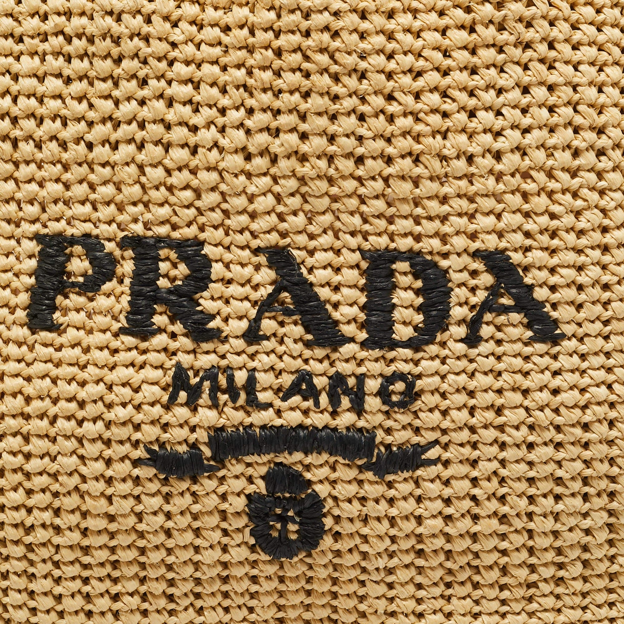 Prada Natural Raffia Logo Shopper Tote