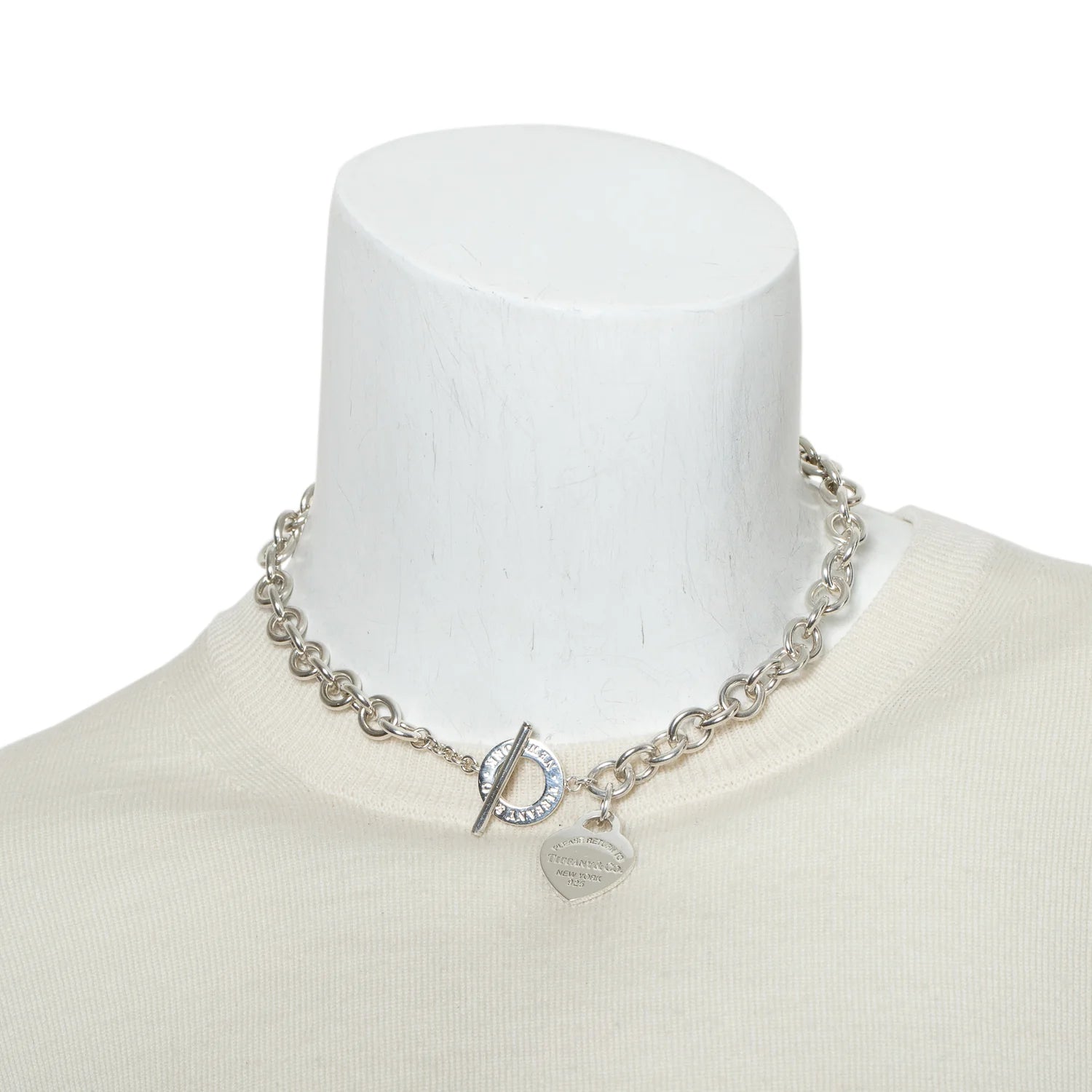 Tiffany & Co Sterling Silver Return To Tiffany Heart Tag Necklace with Toggle Clasp