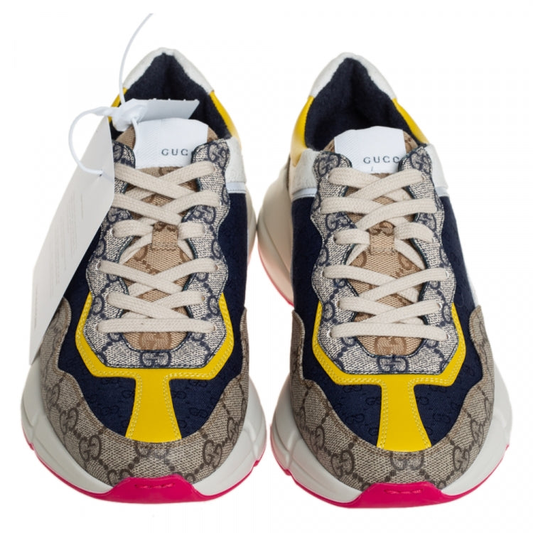Gucci Multicolor GG Canvas And Leather Rhyton Sneakers Size 40