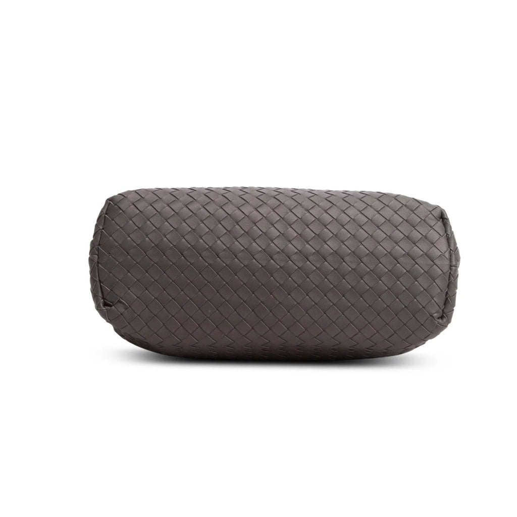 Bottega Veneta Grey Nappa Intrecciato Medium Olimpia Shoulder Bag