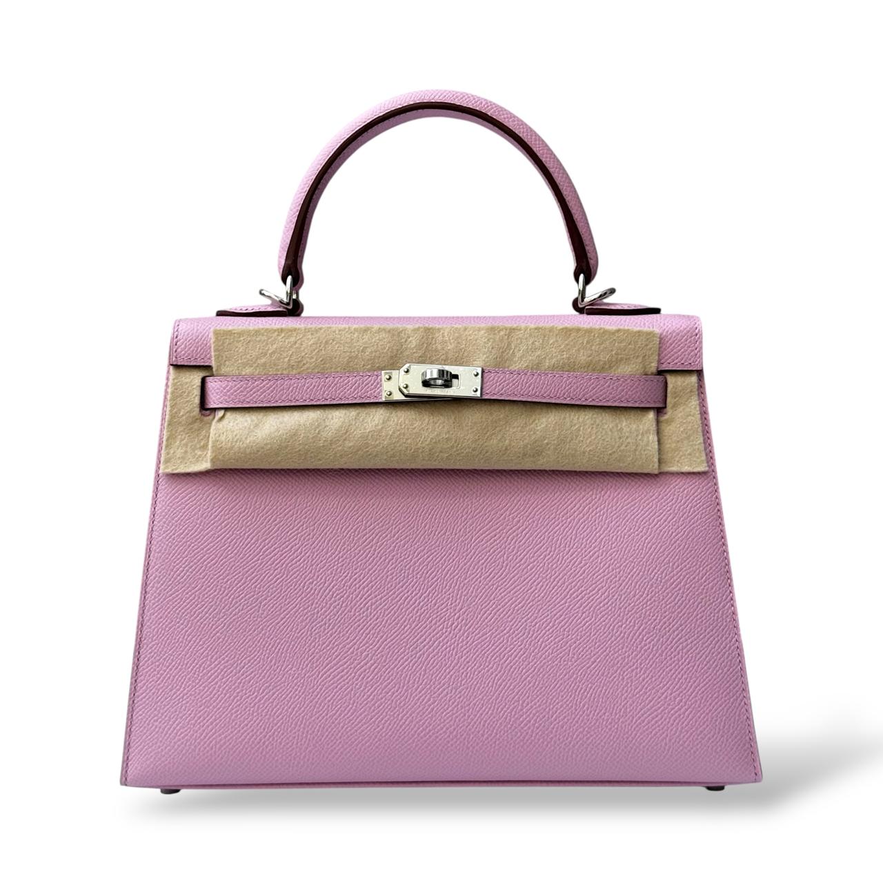 Hermes Kelly 25 Mauve Sylvestre Epsom PHW