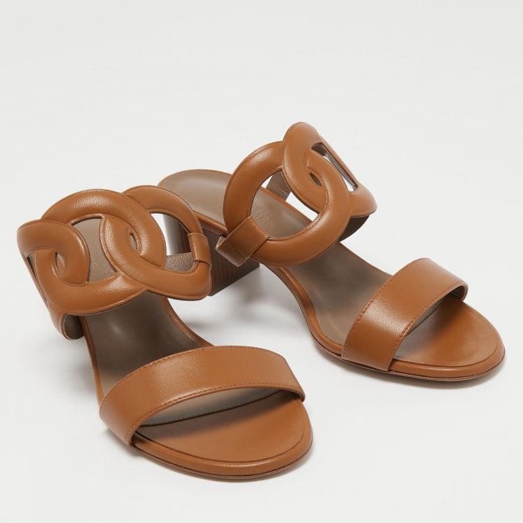 Hermes Brown Leather Bikini Sandals Size 36.5