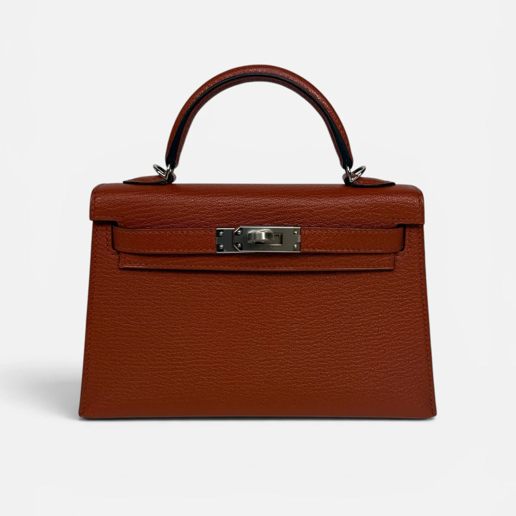 HERMÈS MINI KELLY IN CUIVRE CHÈVRE MYSORE LEATHER WITH PALLADIUM HARDWARE