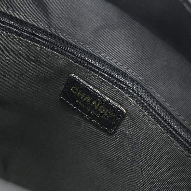 Chanel Black Lambskin Choco Bar Tote Bag