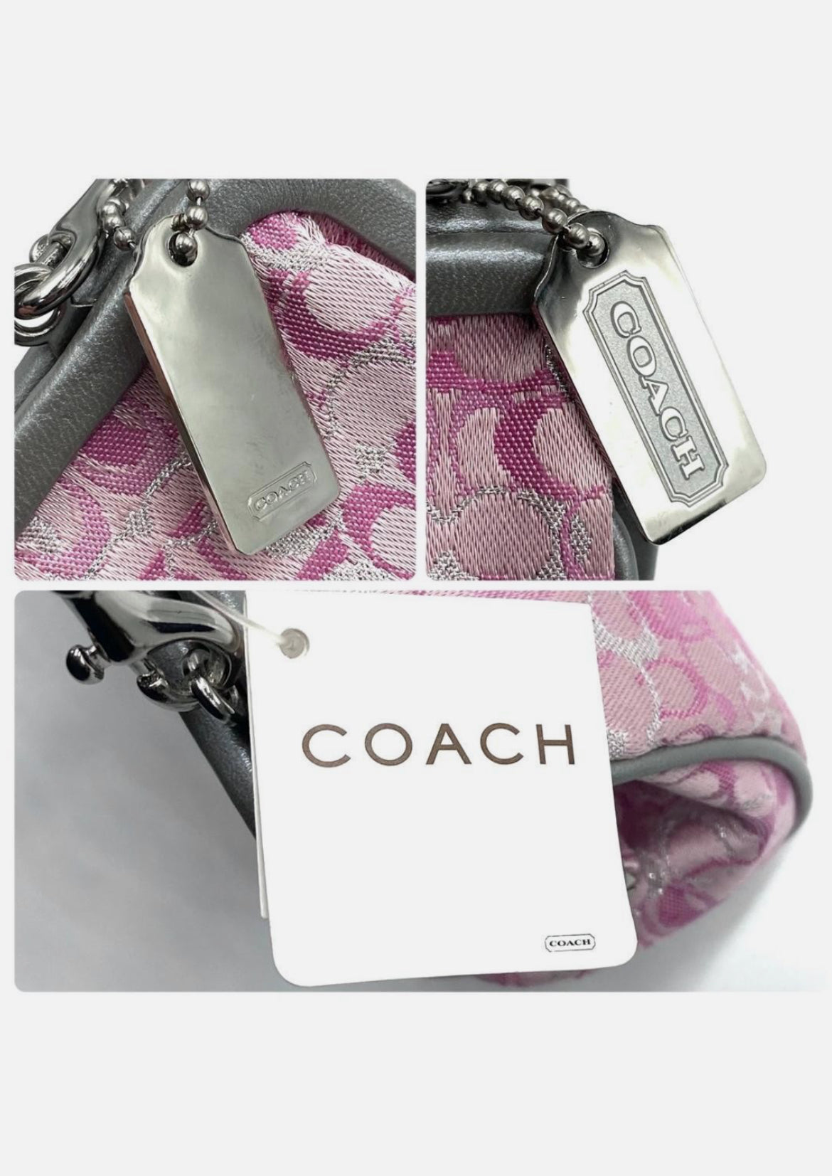 Coach Pink Canvas Leather Clutch Handbag