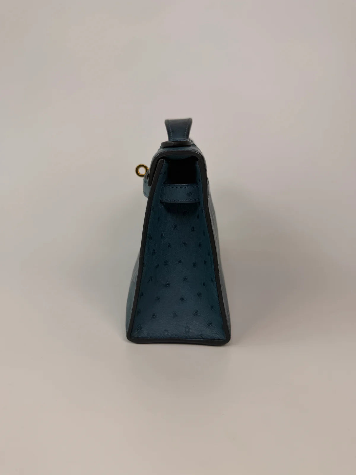 HERMÉS KELLY POCHETTE IN COLVERT OSTRICH WITH GOLD HARDWARE