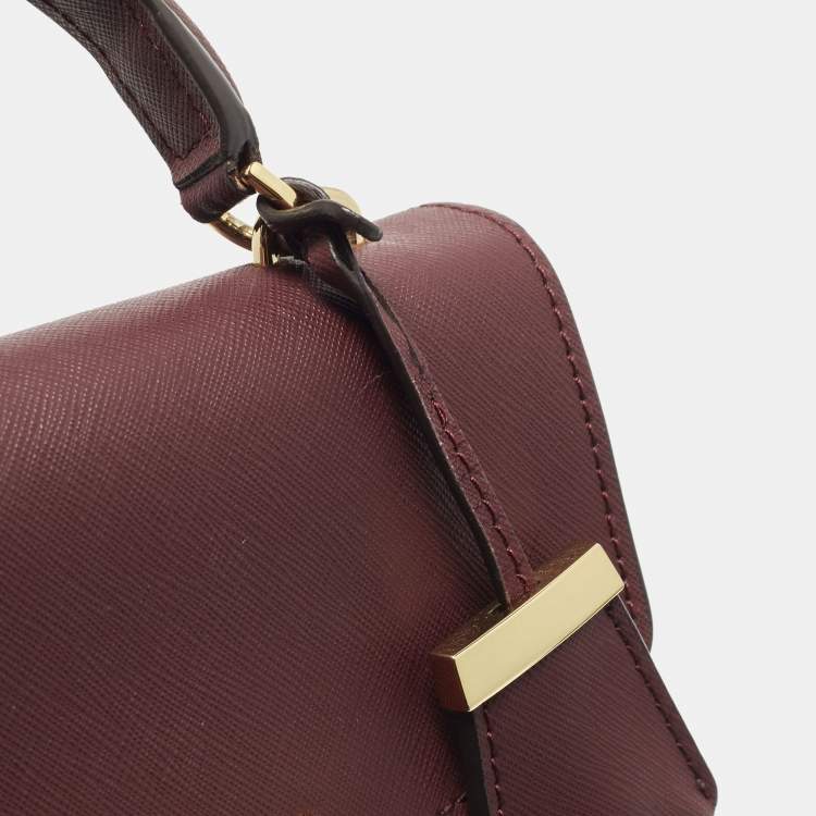 Michael Kors Ava Mini Burgundy Leather Top Handle Bag