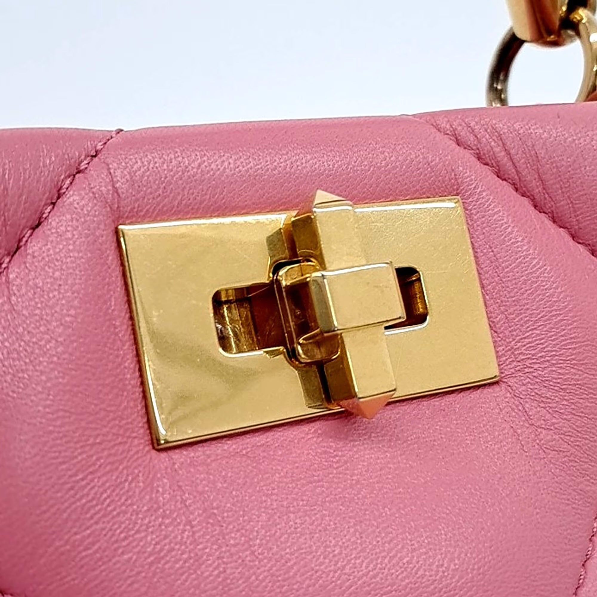 Valentino Pink Leather Rockstud Tote and Shoulder Bag