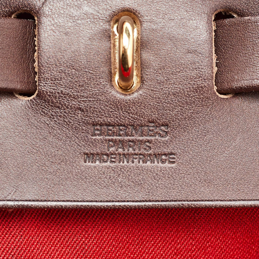 Hermes Brick Red/Moka Toile Canvas and Vache Hunter Herbag 31 Bag