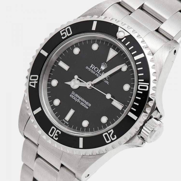 Rolex Black Stainless Steel Submariner 14060 Men's Wristwatch 40 mm