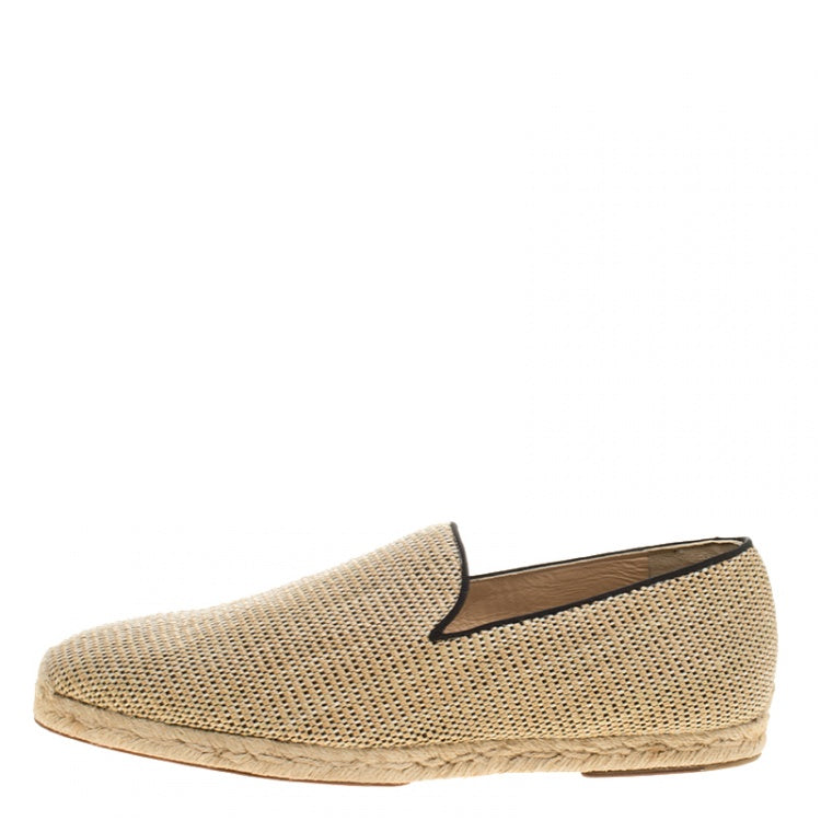 Christian Louboutin Beige Woven Raffia Relax Espadrilles Size 45