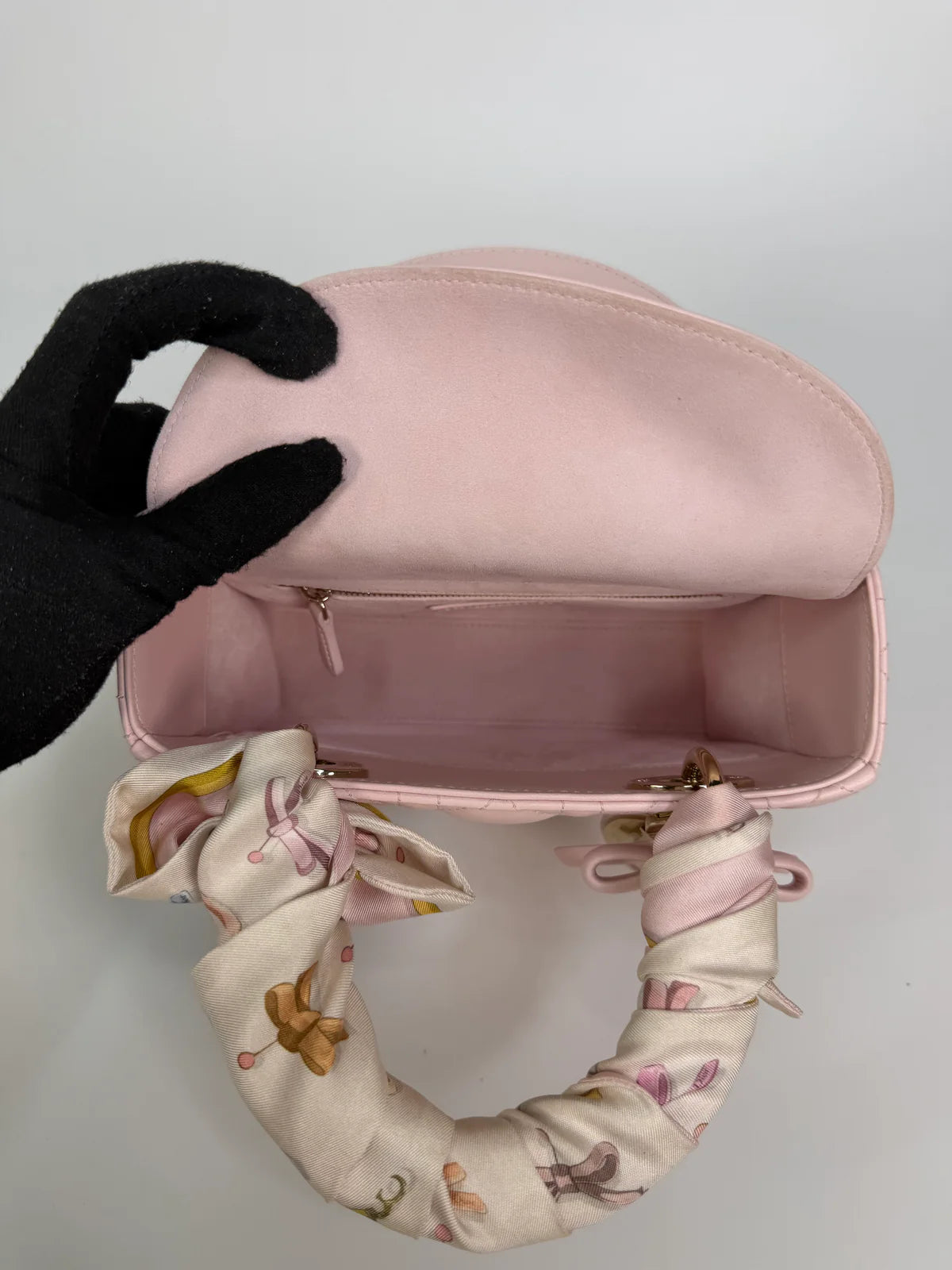 CHRISTIAN DIOR LADY DIOR SMALL BAG IN ROSE TENDRE WITH GOLD HARDWARE