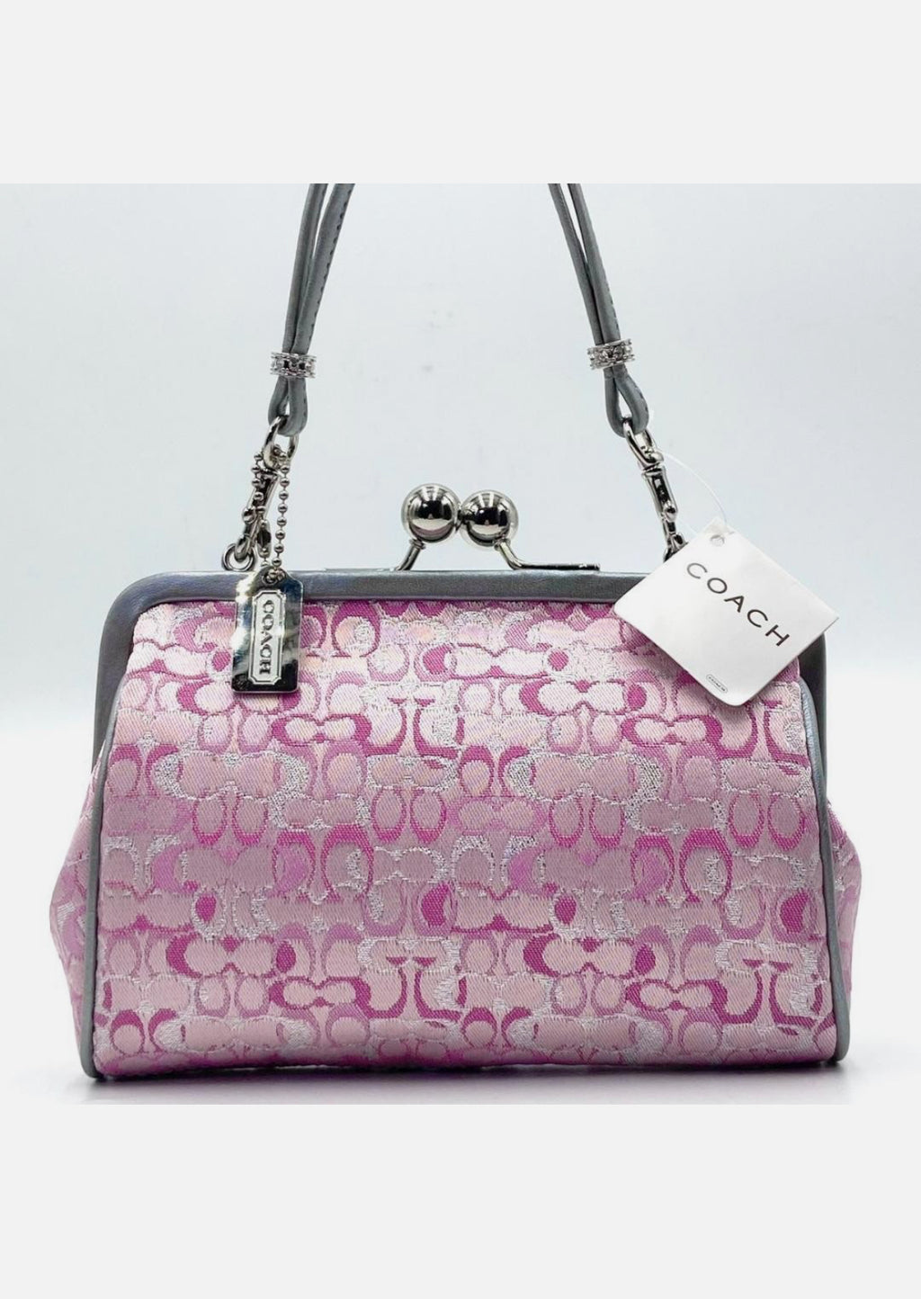 Coach Pink Canvas Leather Clutch Handbag