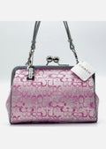 Coach Pink Canvas Leather Clutch Handbag