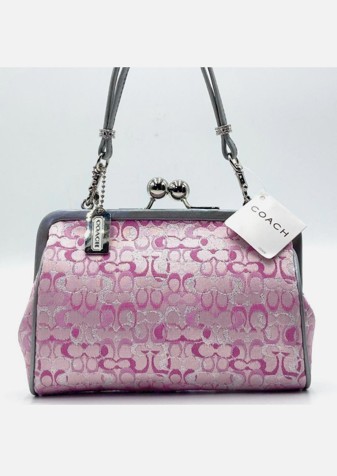 Coach Pink Canvas Leather Clutch Handbag