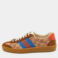 Gucci Brown/Beige GG Canvas and Suede Web G74 Sneakers Size 38.5