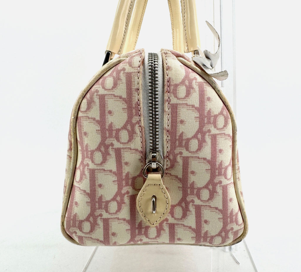 DIOR Pink Trotter Hand Mini Boston Bag Canvas Leather