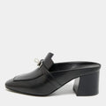 Hermès Blossom Size 35 Black Leather Mules