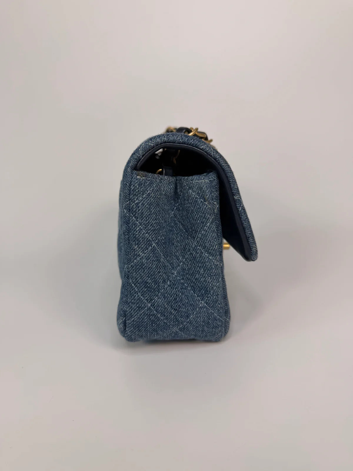 CHANEL MINI RECTANGLE IN BLUE DENIM WITH GOLD HARDWARE