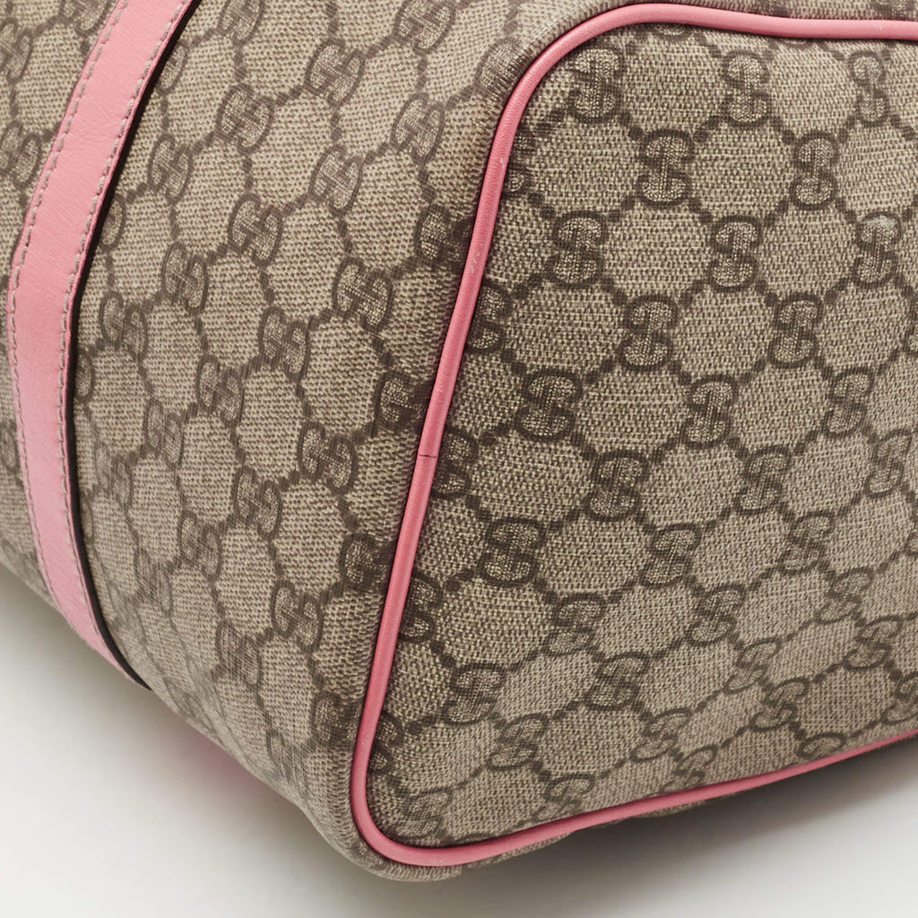 Gucci Joy Medium Pink/Beige GG Supreme Canvas and Leather Boston Bag