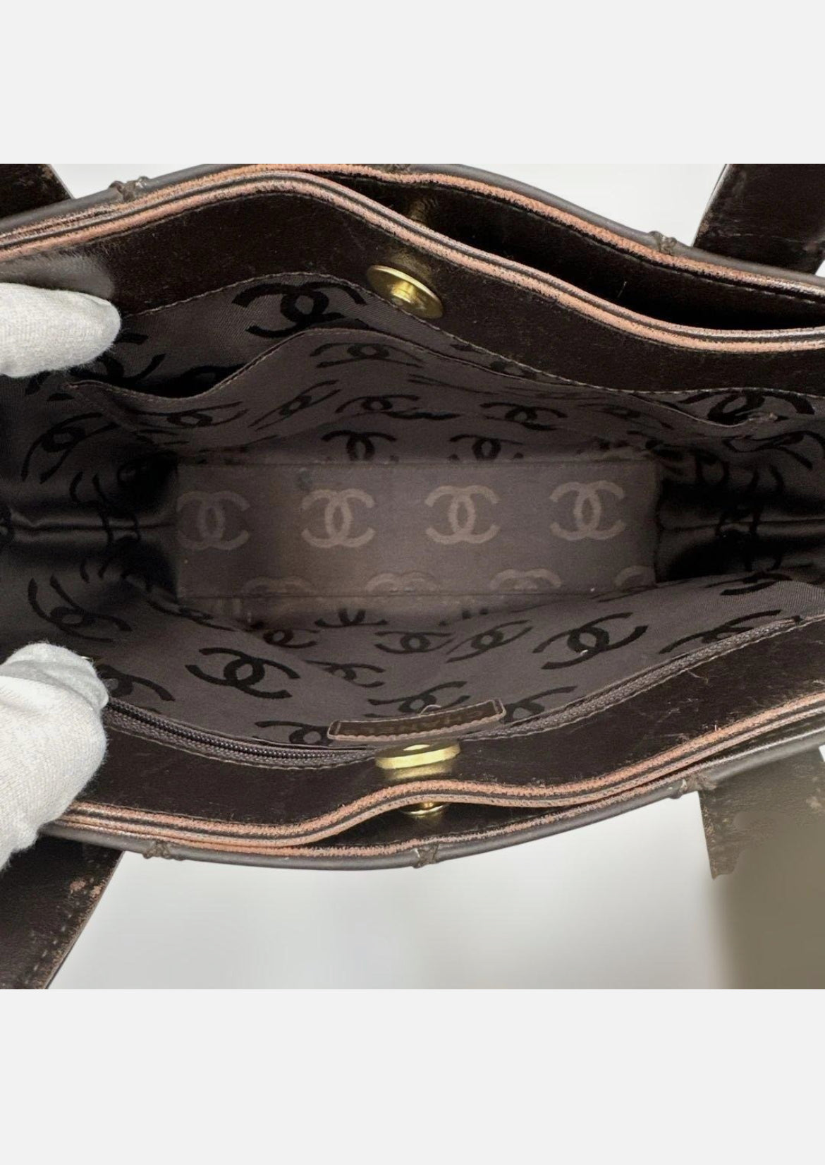 Chanel Wild Stitch Coco Mark Tote Bag Brown Quilted Leather