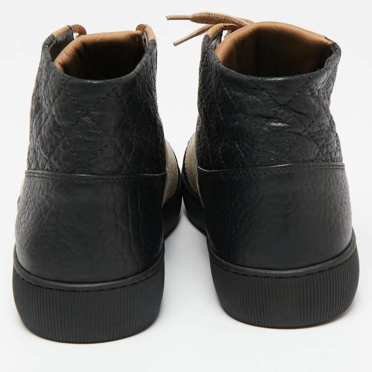 Chanel Black/Beige Leather And Nubuck CC High Top Sneakers Size 40