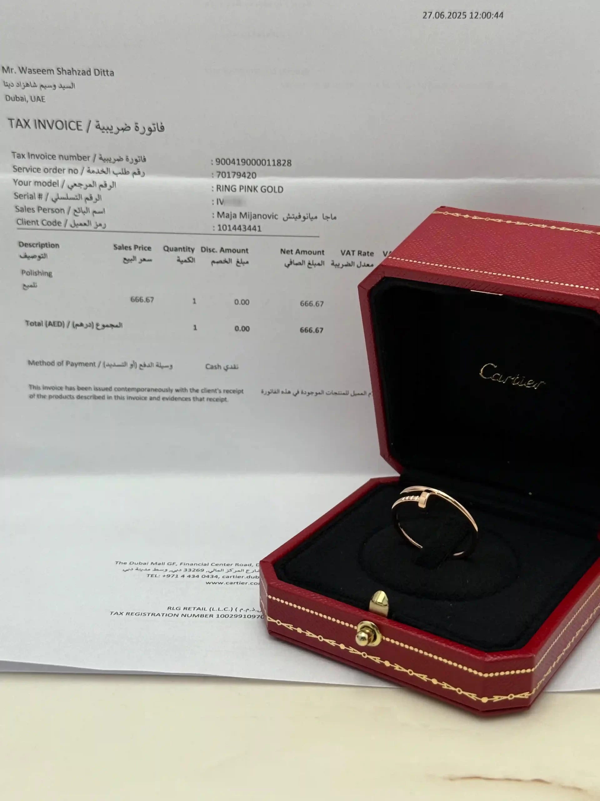Cartier Juste Un Clou Ring Size 60