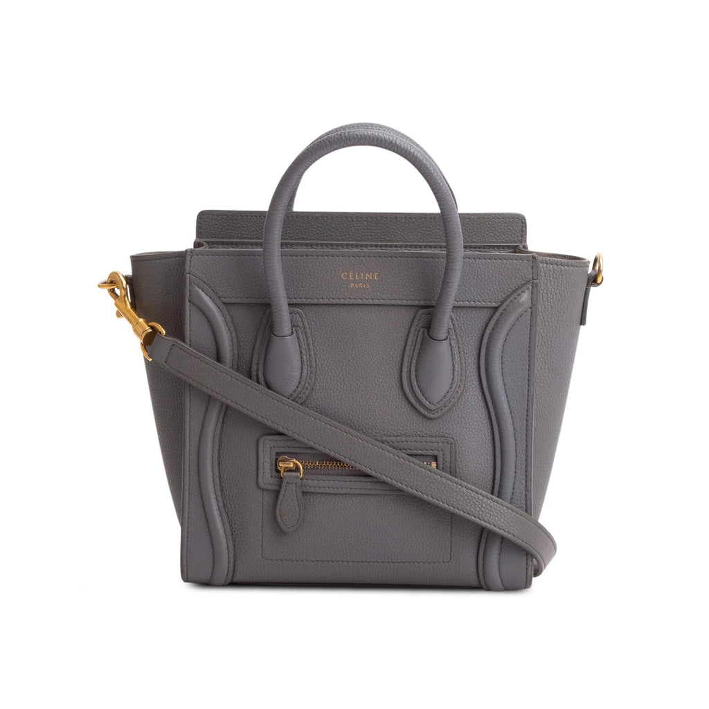 Celine Grey Calfskin Leather Nano Luggage Tote