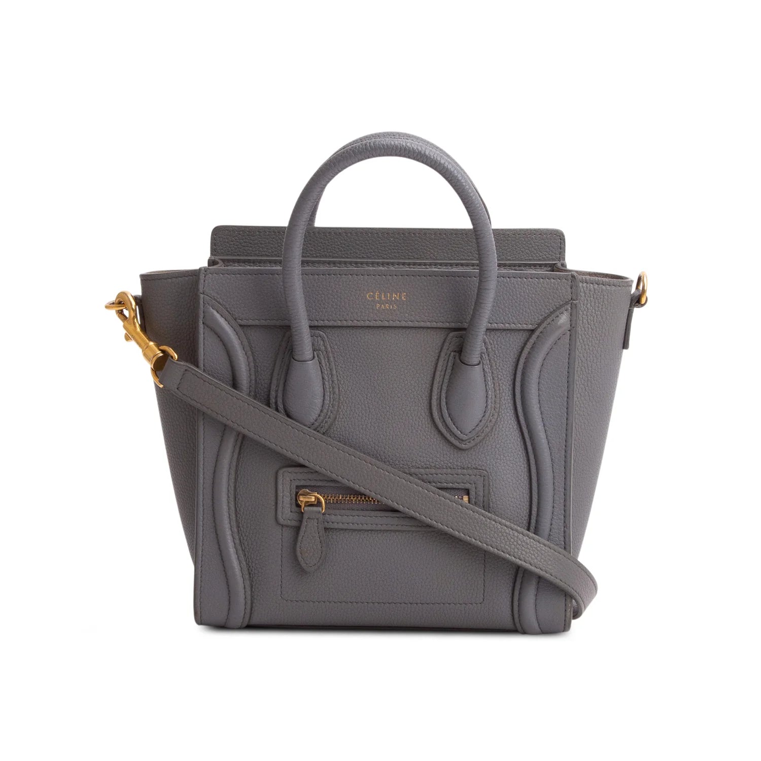 Celine Grey Calfskin Leather Nano Luggage Tote