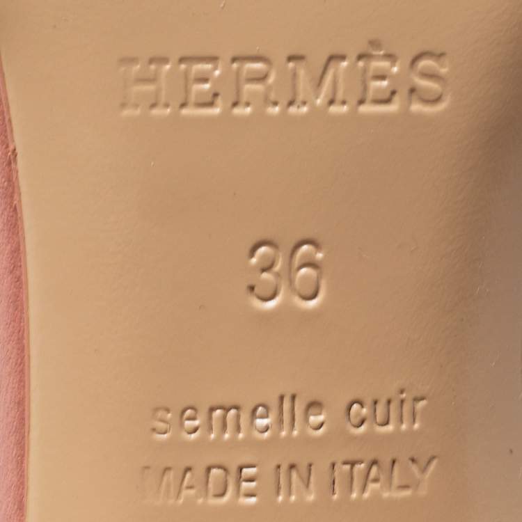 Hermès Pink Leather Oasis Sandals Size 36