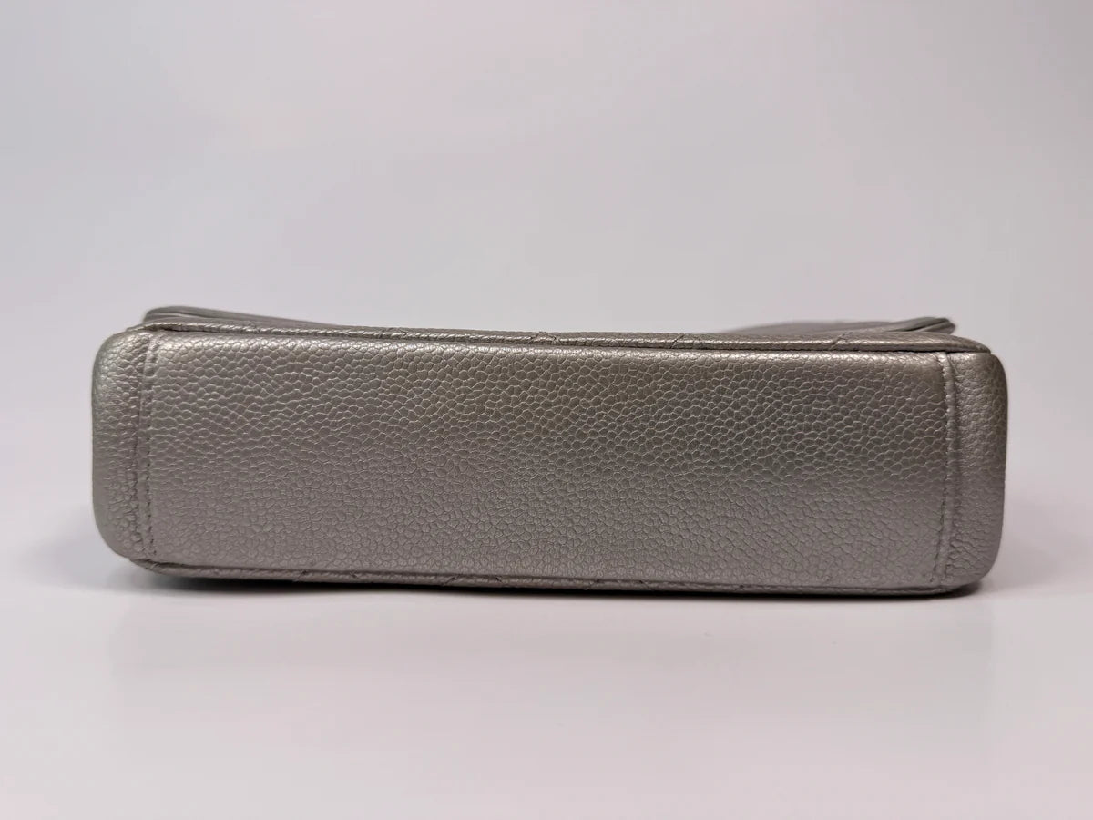 CHANEL CC FILIGREE WALLET ON CHAIN IN METALLIC SILVER