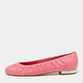 Chanel Pink Leather Gathered CC Cap Toe Ballet Flats Size 41