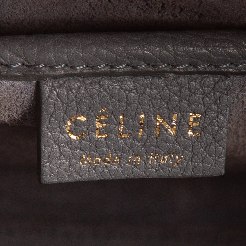 Celine Grey Calfskin Leather Nano Luggage Tote