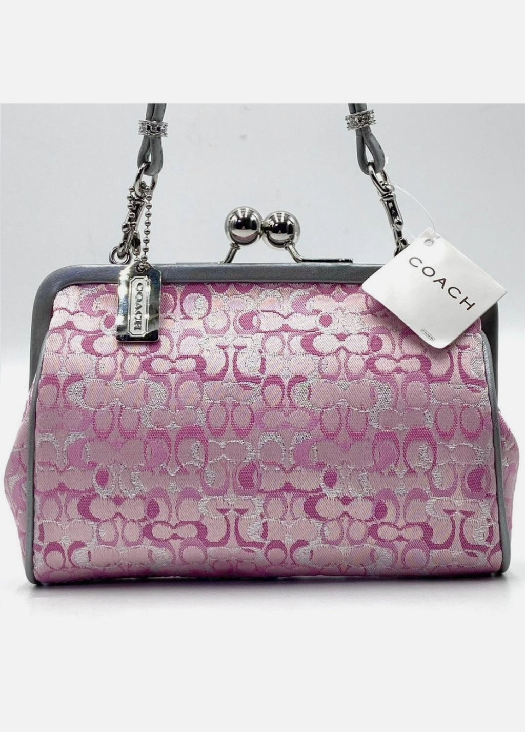 Coach Pink Canvas Leather Clutch Handbag