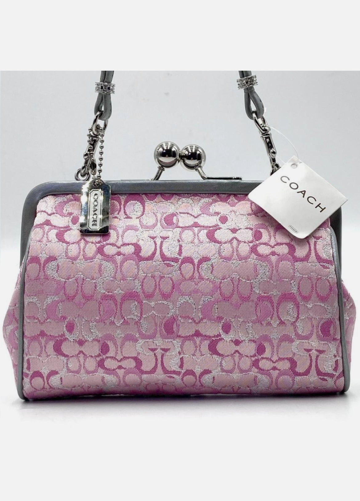 Coach Pink Canvas Leather Clutch Handbag