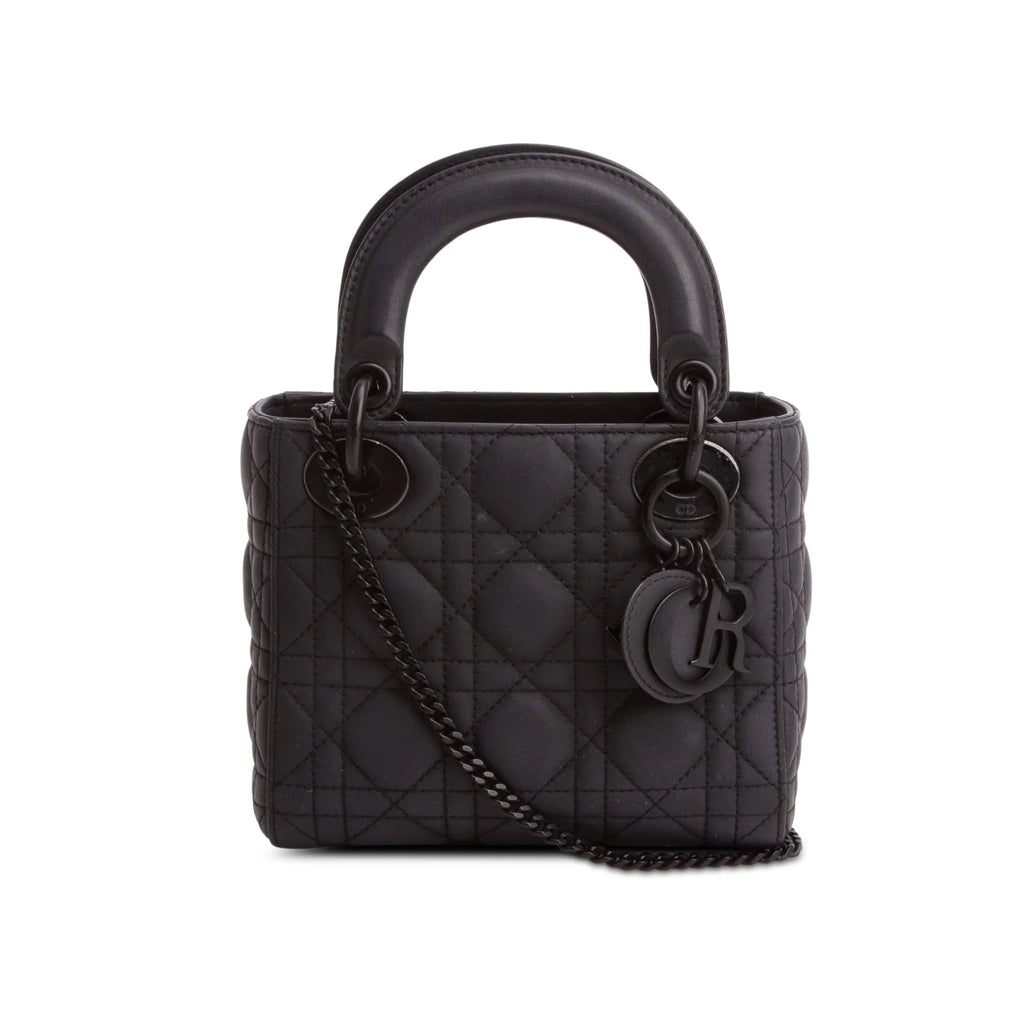 Christian Dior 2020 Black Ultra Matte Calfskin Cannage Mini Lady Dior