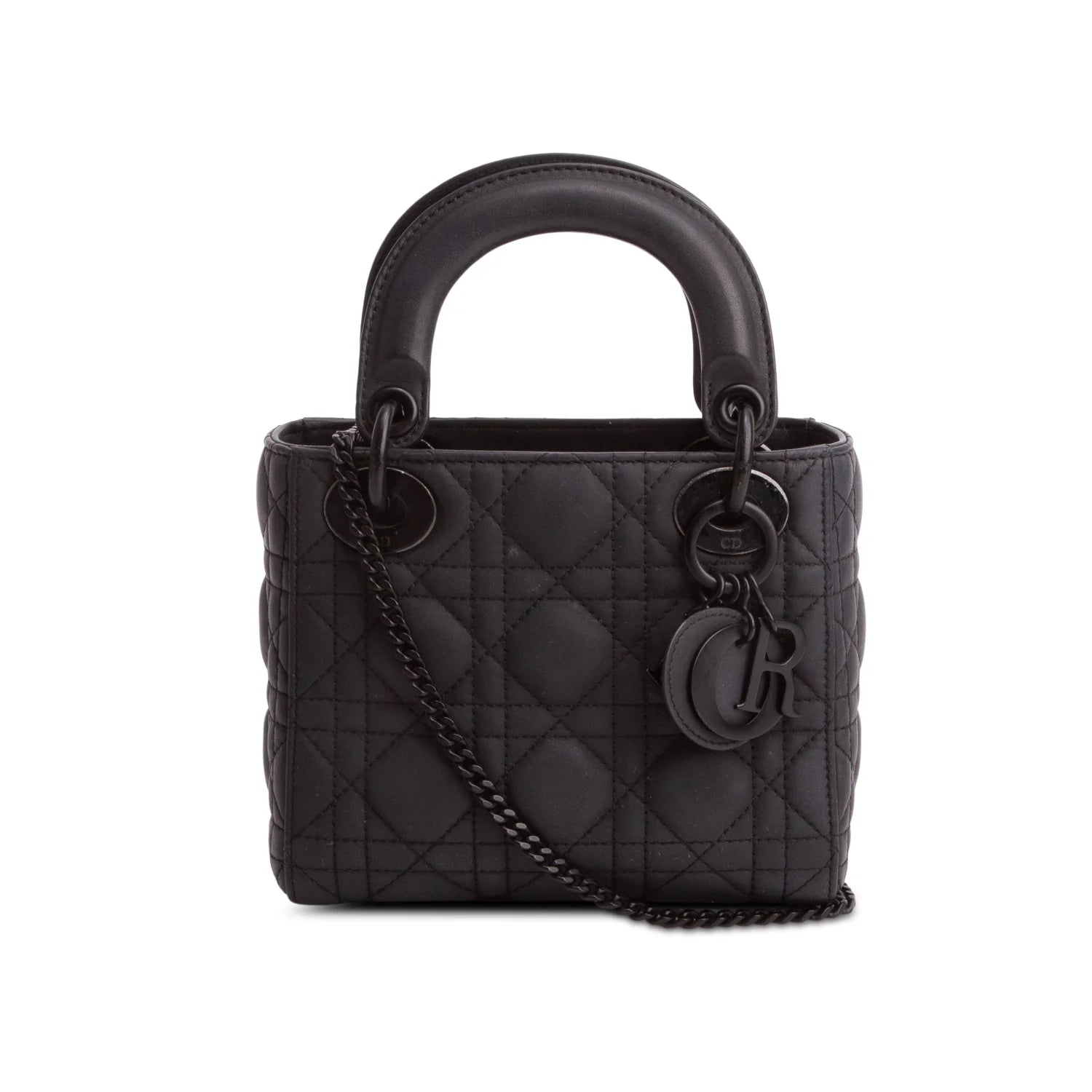 Christian Dior 2020 Black Ultra Matte Calfskin Cannage Mini Lady Dior
