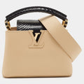 Louis Vuitton Capucines Mini Beige/Black Leather and Python Top Handle Bag